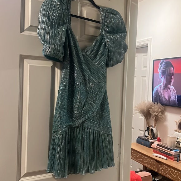 Saylor Nyah Metallic Surplice Mini Dress - Picture 2 of 2